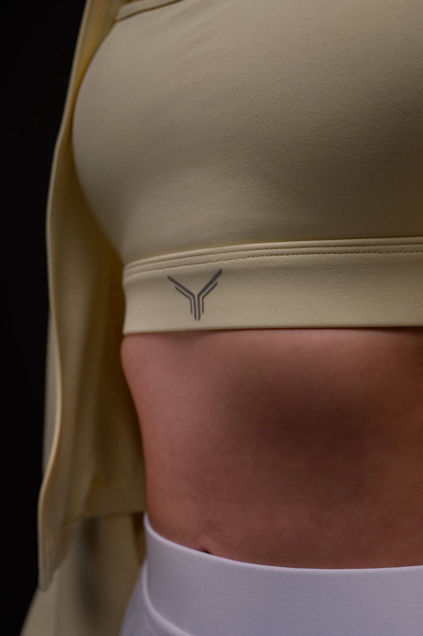 padded sports bra with reflective logo