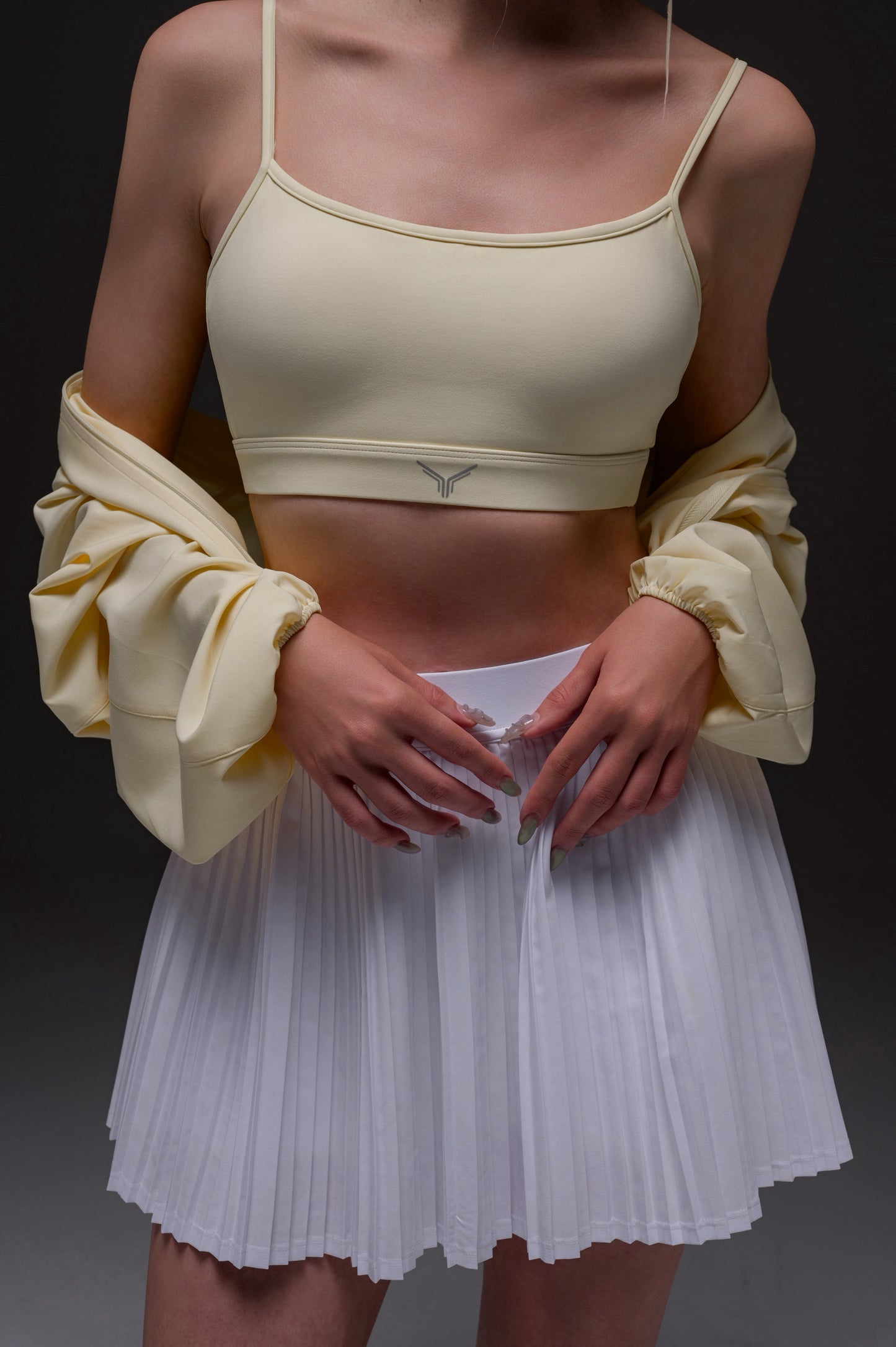 padded sports bra with reflective logo