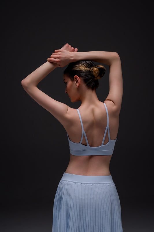 padded sports bra with reflective logo