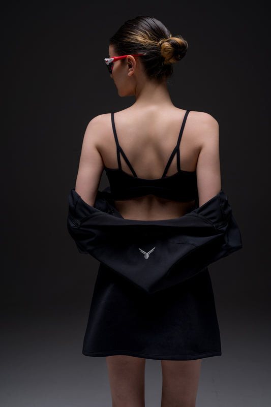 padded sports bra with reflective logo