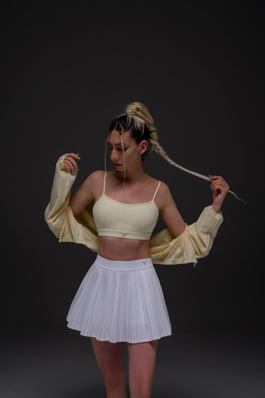 padded sports bra with reflective logo