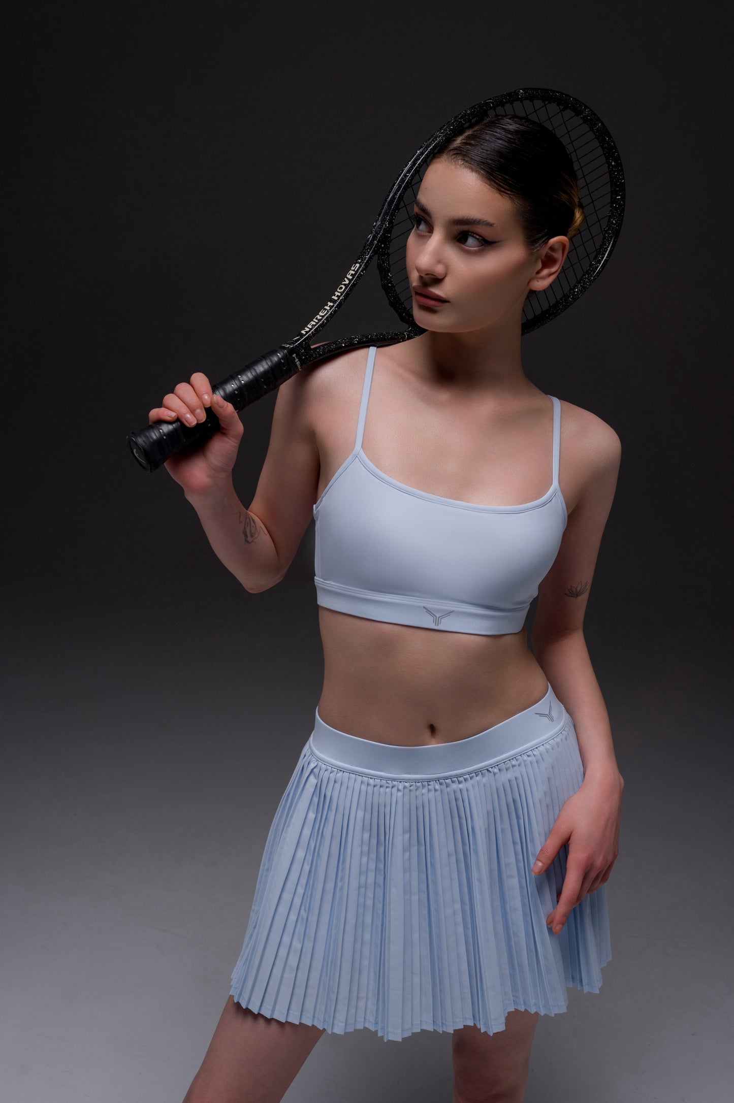 padded sports bra with reflective logo